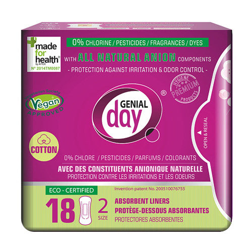 Genial Day Feminine Liner Anion Strip Absorbant, 18 Ea